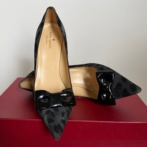 Kate Spade Black Suede Leopard Heels with Bow